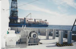 Moving to the drillship for crane operations